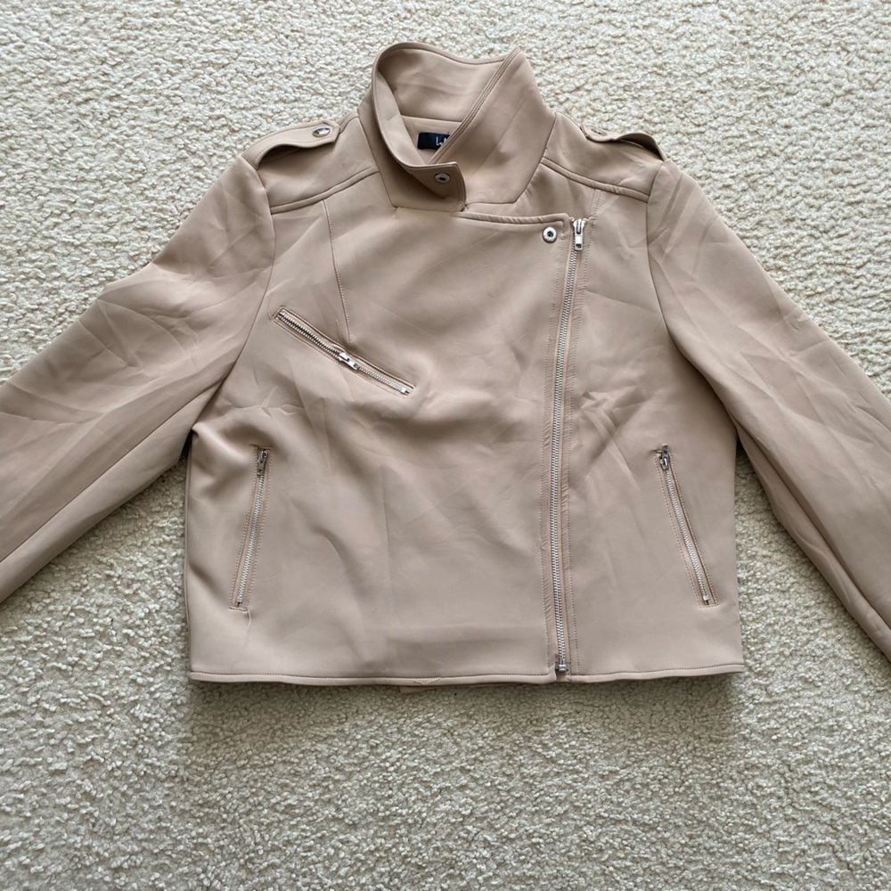 Lulus taupe moto jacket, XL (stretchy material)